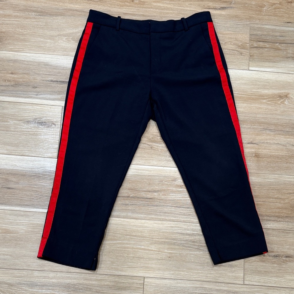 Women's Basement Navy Trousers with Red Stripe
